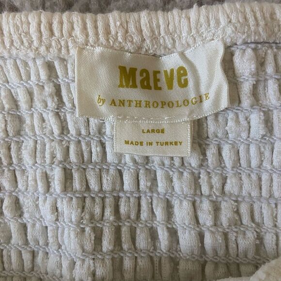 Anthropology Maeve Structured Tie Tank Sz L Cream/ White - Picture 8 of 11